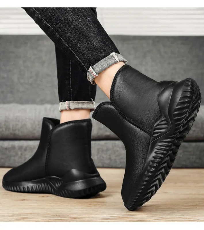 Cizme scurte ocazionale din piele de iarnă pentru bărbați, cu fundul gros, sus, anti-alunecare, antiderapante, ușoare, dimensiuni mari, pluș, cizme de zăpadă calde