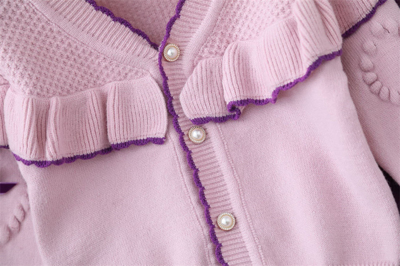 Seturi haine fete Cardigan Toamna Iarna Fundita Bebeluș Hanorac + Pantaloni Set 2buc Copii Tricotat Topuri Tinute Copii