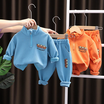 Нови есенни дрехи за бебета, комплекти дрехи за бебета, момчета, пуловер с яка и яка, 2 бр., детски анцузи