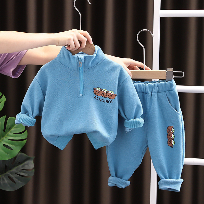 Noua haine de toamna pentru bebelusi tinute Seturi de imbracaminte pentru bebelusi baieti desene animate pulover cu guler + pantaloni 2 buc. treninguri copii