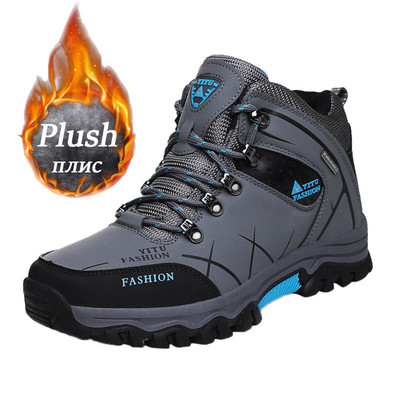 Марка мъжки зимни зимни ботуши водоустойчиви кожени маратонки супер топли мъжки ботуши външни мъжки туристически обувки работни обувки размер 39-47