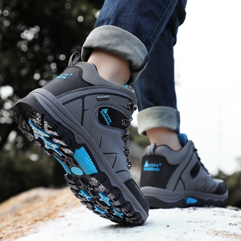 Марка мъжки зимни зимни ботуши водоустойчиви кожени маратонки супер топли мъжки ботуши външни мъжки туристически обувки работни обувки размер 39-47