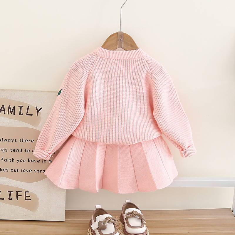 Tüdrukute lilledega tikitud kampsunite komplektid, talvised beebitüdrukute kampsunid, vabaajarõivad, sügisesed lapsed, kollegiaalses stiilis komplekt