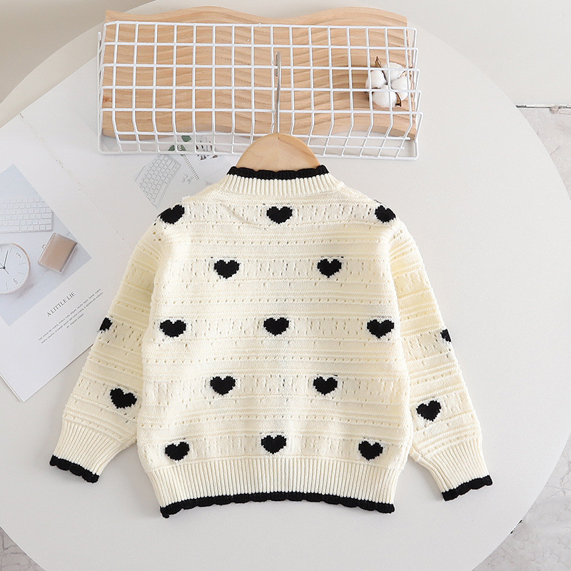 2023 Φθινοπωρινά Σετ Πλεκτά Μόδας Μικρών Κοριτσιών Κοριτσίστικα Νήπιο Χαριτωμένο μακρυμάνικο πουλόβερ Χειμερινά παιδικά ρούχα Preppy Love πουλόβερ