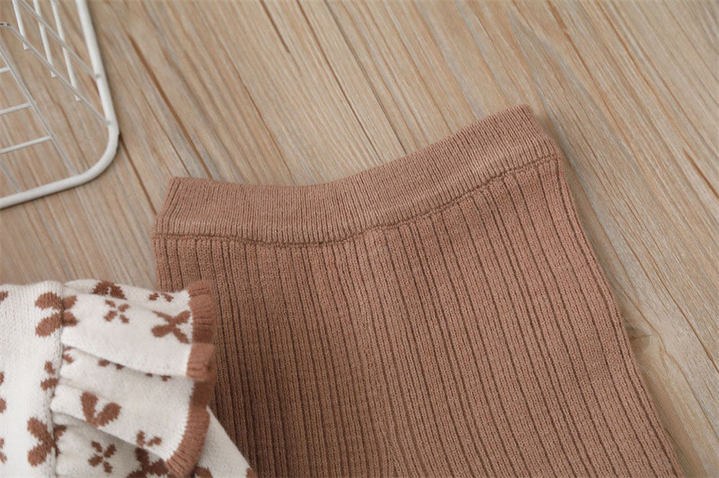 Pulover pentru fete Set de tricotat in doua piese 2023 Toamna/Iarna Nou Papion Fetiță Manton cu gât rotund Pulover Pantaloni solizi