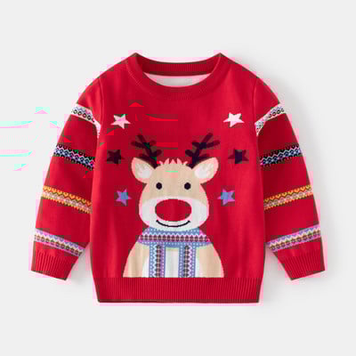 Beebi kampsunid Lõbusad jõulud Põdraprint Poiss Tüdruk pikkade varrukatega Kootud Pullover Kampsunid Lasteriided Sügistalv Lasteriided