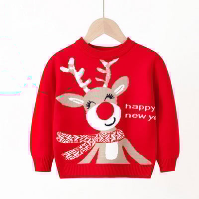 Beebi kampsunid Lõbusad jõulud Põdraprint Poiss Tüdruk pikkade varrukatega Kootud Pullover Kampsunid Lasteriided Sügistalv Lasteriided