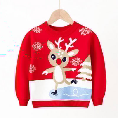 Beebi kampsunid Lõbusad jõulud Põdraprint Poiss Tüdruk pikkade varrukatega Kootud Pullover Kampsunid Lasteriided Sügistalv Lasteriided