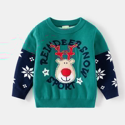 Beebi kampsunid Lõbusad jõulud Põdraprint Poiss Tüdruk pikkade varrukatega Kootud Pullover Kampsunid Lasteriided Sügistalv Lasteriided