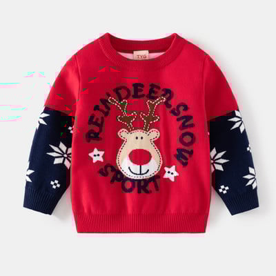 Beebi kampsunid Lõbusad jõulud Põdraprint Poiss Tüdruk pikkade varrukatega Kootud Pullover Kampsunid Lasteriided Sügistalv Lasteriided