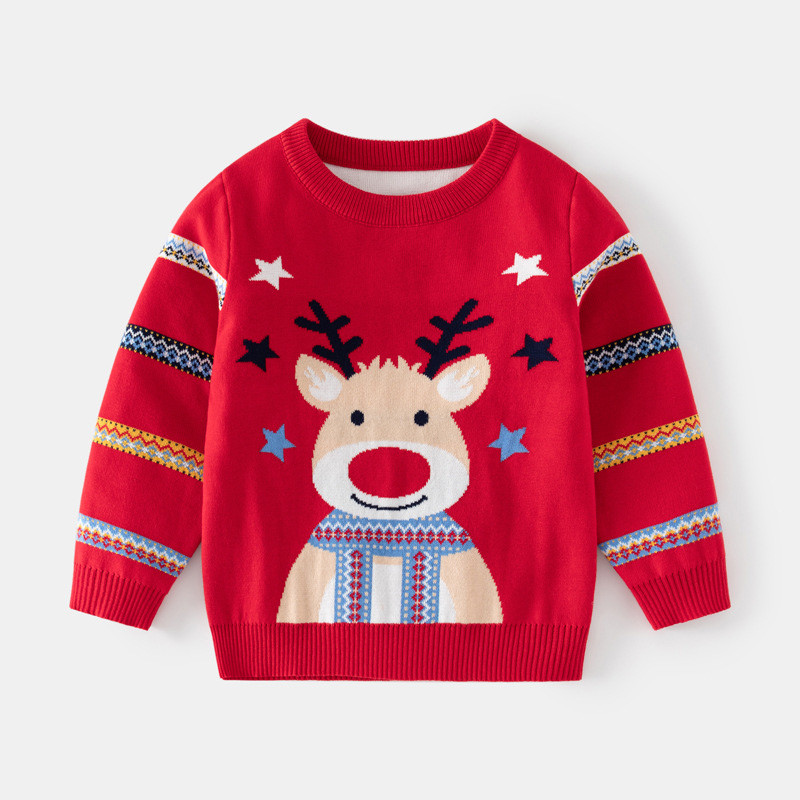 Beebi kampsunid Lõbusad jõulud Põdraprint Poiss Tüdruk pikkade varrukatega Kootud Pullover Kampsunid Lasteriided Sügistalv Lasteriided