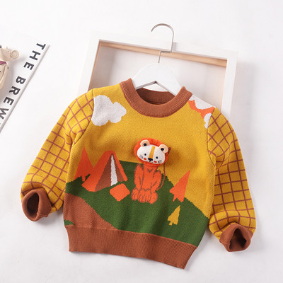 2023. aasta sügistalvine laste multifilm, kootud kampsun, laste poissmeeste topeltkootud pullover džemprid, puuvillased väikelaste riided 2T-7T
