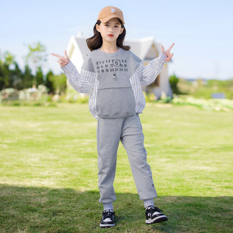 Kontrastni komplet za trčanje za djevojčice, dječja majica za vježbanje + kompleti elastičnih trenirki, dječja gornja odjeća, trenirka za 3-15 godina