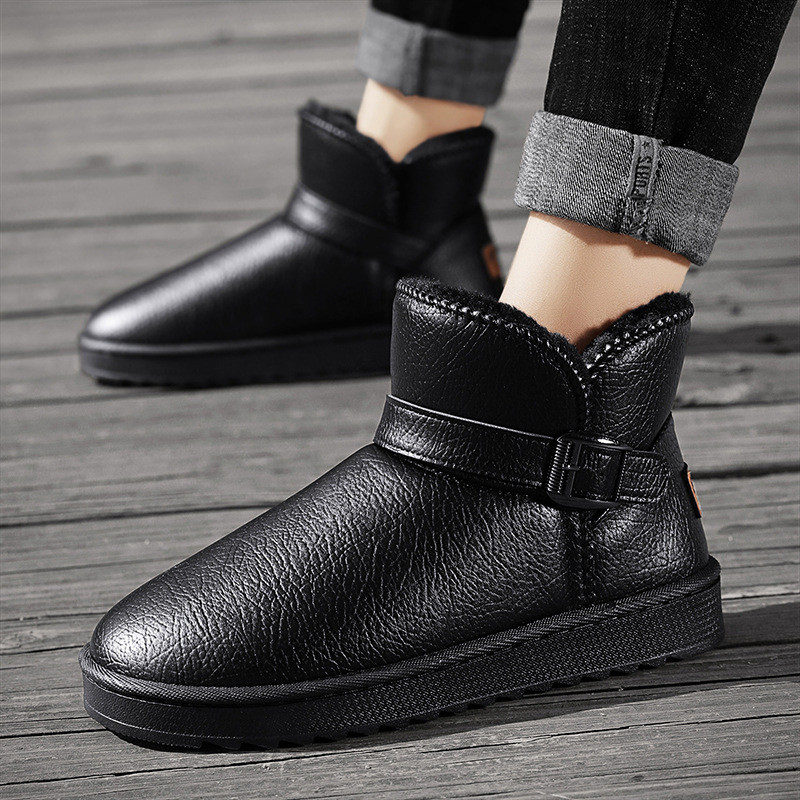 Meeste naiste puuvillased talvejalatsid Uus mood, libisemisvastased välitingimustes vastupidavad plüüsised mugavad lumesaapad, lameda põhjaga vabaajajalatsid