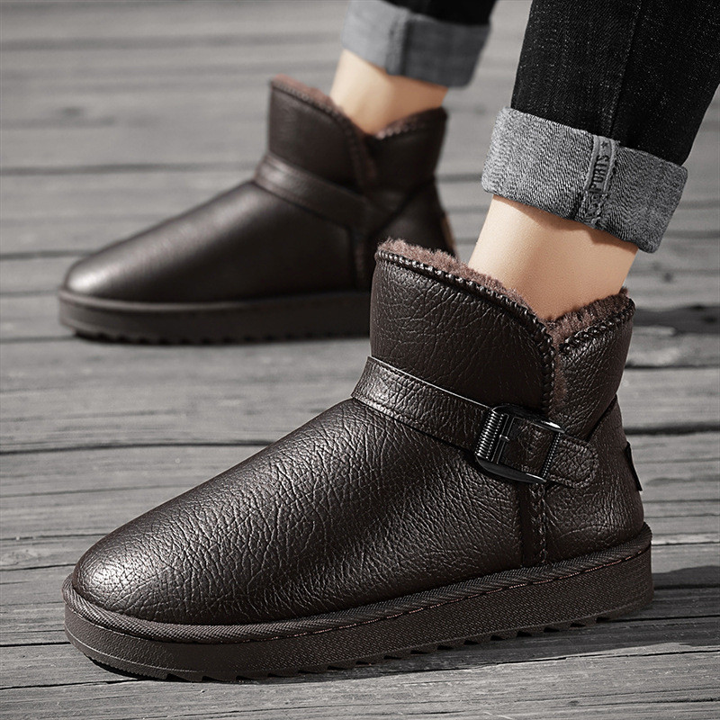 Meeste naiste puuvillased talvejalatsid Uus mood, libisemisvastased välitingimustes vastupidavad plüüsised mugavad lumesaapad, lameda põhjaga vabaajajalatsid