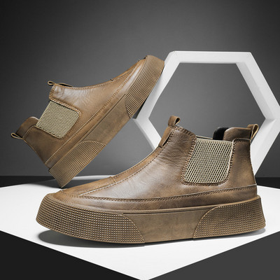 Meeste sügistalvised vabaajajalatsid 2024 Uus mood Briti stiilis paksu tallaga töösaapad, tänavakõnnid, luksuslikud jalatsid