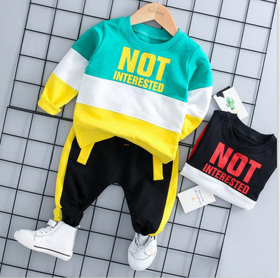 Toamnă Băiat Scrisoare Seturi Casual Tricou cu mânecă lungă + pantaloni 2 piese Costum Baiet Haine bebelusi