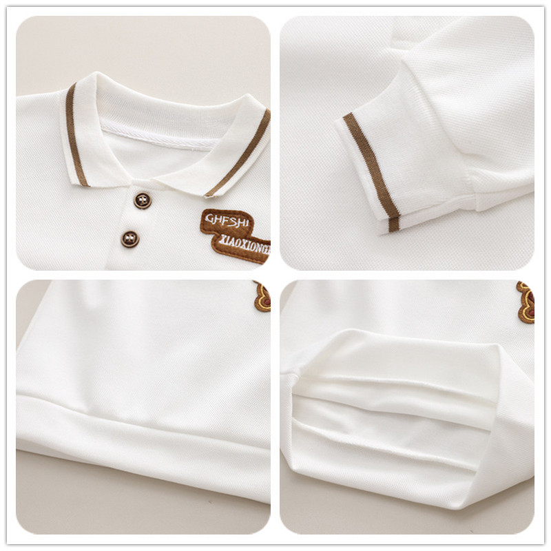 Kevad- ja sügisene poiste komplekt, laste pikkade varrukatega vabaaja polo T-särk + 2-osaline pükste komplekt, riided