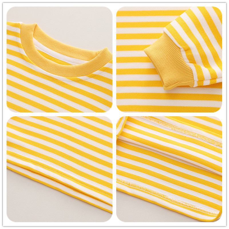 Set de îmbrăcăminte pentru copii de toamnă pentru băieți, tricou cu mânecă lungă și pantaloni, cu dungi cu gât rotund, set 2 piese