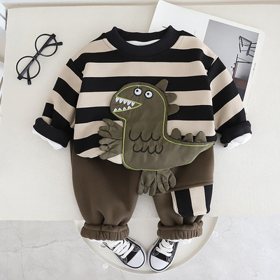 Sügistalvine beebipoiste soe komplekt laste triibuline T-särk + püksid 2-osaline poiste komplekt riided