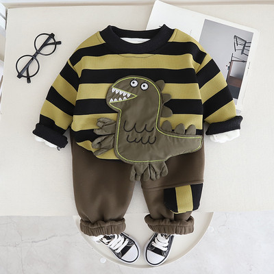 Sügistalvine beebipoiste soe komplekt laste triibuline T-särk + püksid 2-osaline poiste komplekt riided