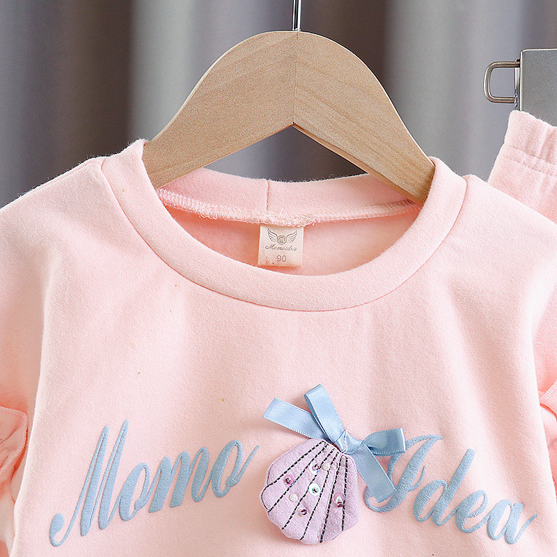 Kevadised kiritikandid, roosad väikelapsed ja tüdrukud, armsad volangidega varrukatega kapuuts + dressipükste komplektid lastele, 2 tükki, riided 1–4-aastastele