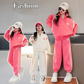 Tüdrukute puuvillased tähestikuga dressipluusid + triibulised dressipüksid, koolilaste dressid, sörkimisriided, 5–16 a.