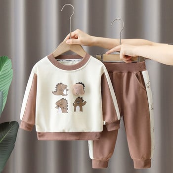 Άνοιξη και φθινόπωρο για αγόρια Casual μακρυμάνικο μπλουζάκι κινουμένων σχεδίων + παντελόνι σετ 2 τεμαχίων Παιδικά ρούχα