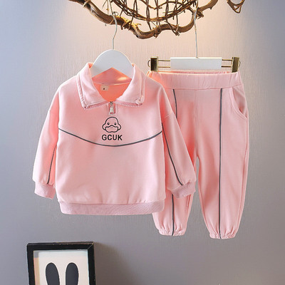Trening pentru copii cu imprimeu desene animate Bebeluși fetițe Seturi hanorac + pantaloni Jumătate cu fermoar ținute copii Set jogger primăvară toamnă 1-9 ani