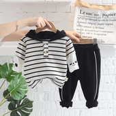 Sügispoiste rõivakomplekt Multikas triibuline pikkade varrukatega kapuutsiga T-särk + püksid 2-osaline laste spordiriiete komplekt