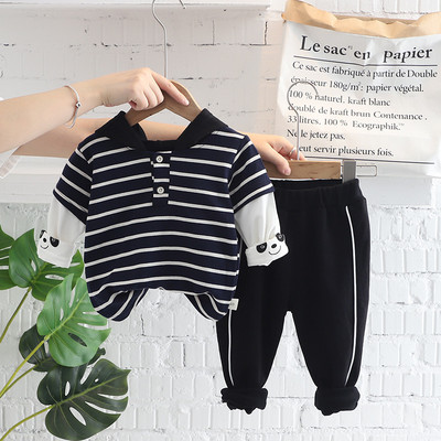 Sügispoiste rõivakomplekt Multikas triibuline pikkade varrukatega kapuutsiga T-särk + püksid 2-osaline laste spordiriiete komplekt