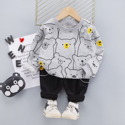 Őszi fiúk öltöny hosszú ujjú rajzfilm póló + nadrág gyerekruházat 2 részes baba fiú sport szett