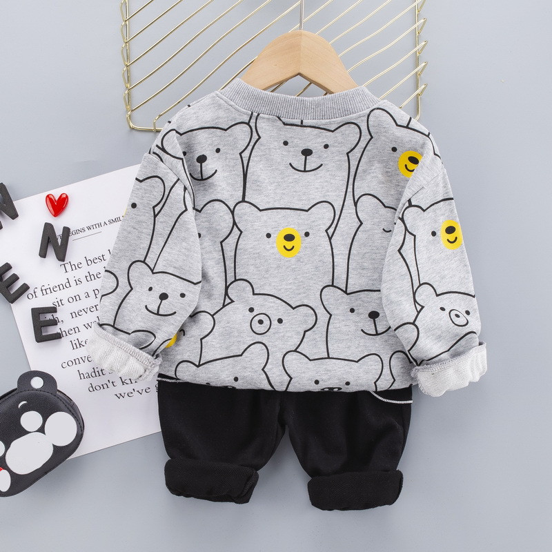 Őszi fiúk öltöny hosszú ujjú rajzfilm póló + nadrág gyerekruházat 2 részes baba fiú sport szett