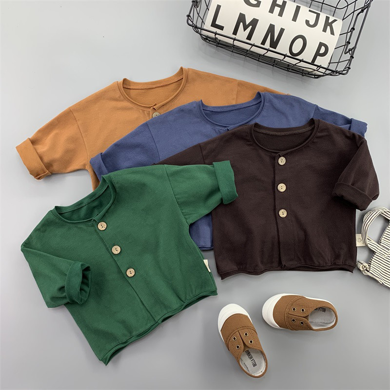 Baby Boy Grils Kootud kampsun väikelaste kampsun imikute mantel Ühevärviline mood armas väikelapse kootud jakk LZ173