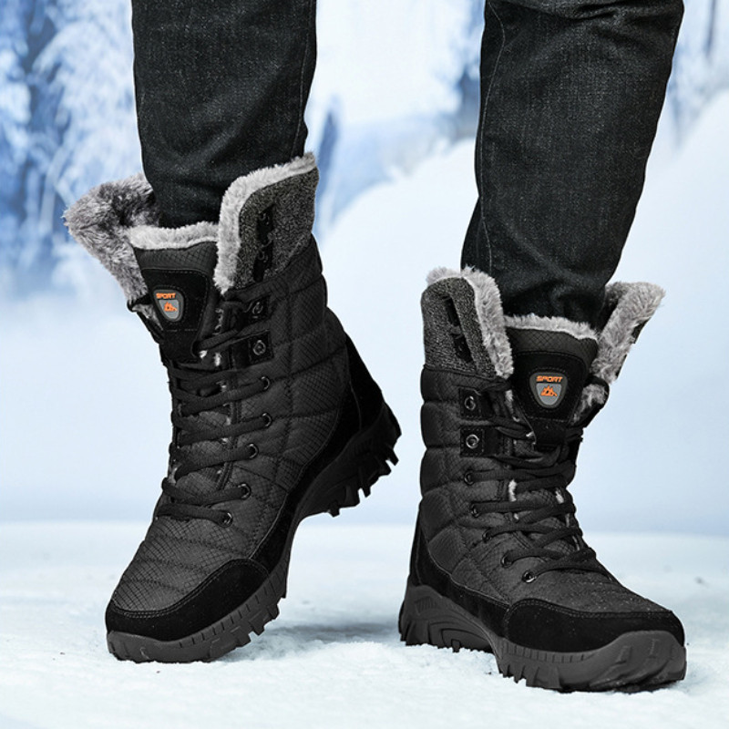 Iarnă Bărbați Pantofi din bumbac Izolație de pluș în aer liber Cățărare pe zăpadă Tălpi groase Confort ocazional Cizme sport anti-alunecare de lux