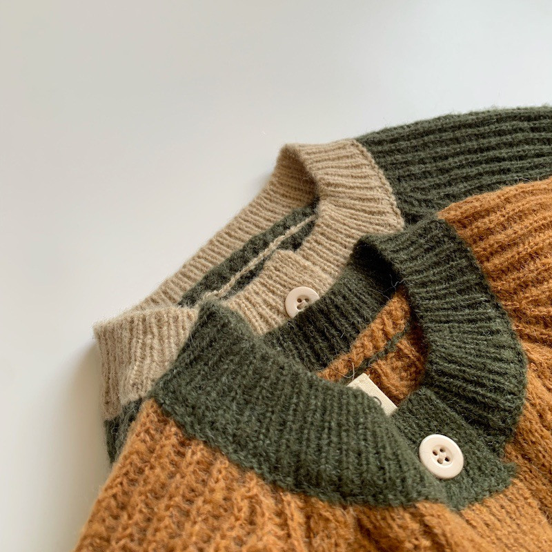 Noua îmbrăcăminte coreeană pentru copii Bebeluși Copii Cardigan cu culori asortate Pulover Moda Băieți Fete Palton larg 6M-5Y TP149