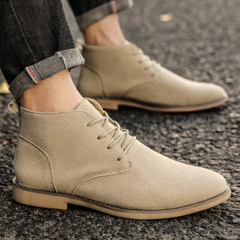 Модни боти до глезена за мъже Зимни ботуши Британски стил Класически велурени ботуши Ежедневни обувки Работни обувки Botas Zapatos Hombre