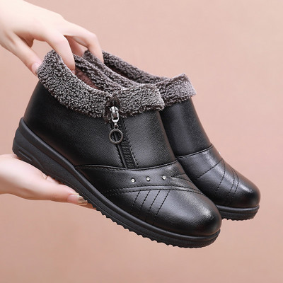 Naiste vabaaja lumesaapad 2023. aasta karusnahast, libisemiskindlast plüüsist lukuga talvesaapad Naiste poolsaapad, soojad poolsaapad, lamedad kingadega