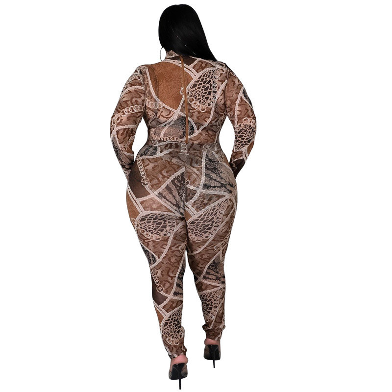 Ținute sexy marimi mari Îmbrăcăminte pentru femei Body cu mânecă lungă și pantaloni Imbracaminte de club din plasă transparentă Petrecere Două poze 3xl 4xl 5xl 6xl