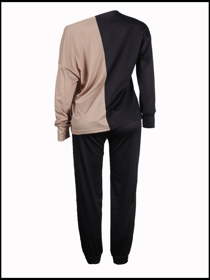 LW Plus Size női tréningruha szett Ferde nyakú, geometrikus mintás nadrág szett őszi ÚJ hosszú ujjú női hozzáillő 2db-os szett