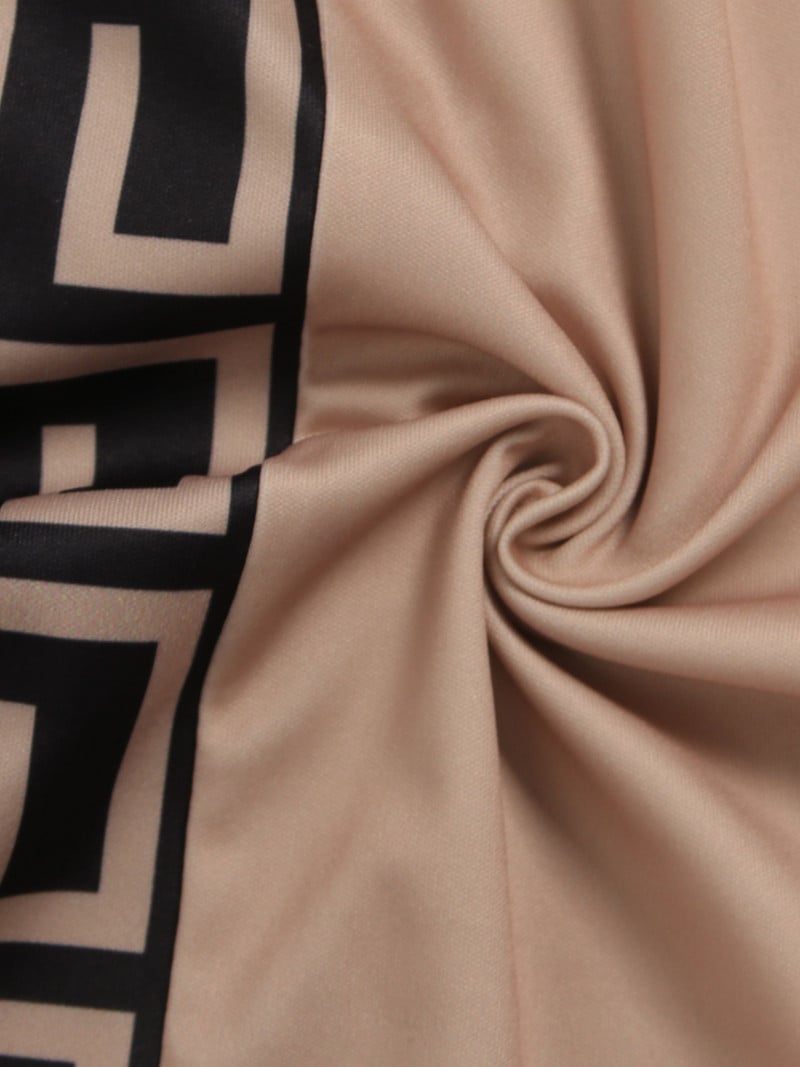 LW Plus Size női tréningruha szett Ferde nyakú, geometrikus mintás nadrág szett őszi ÚJ hosszú ujjú női hozzáillő 2db-os szett