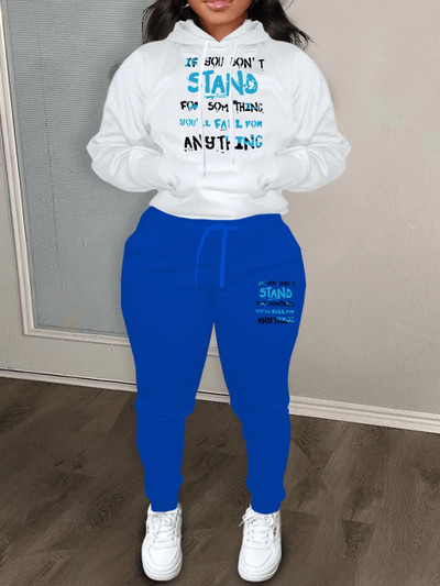 Dámska tepláková súprava LW Plus Size Oversized Suit Letter Print Tepláková súprava s kapucňou, dvojdielne sady