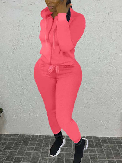 LW Plus Size naiste dressipluus kapuutsiga kraega dressikomplekt sügisene pikkade varrukatega spordiülikond kaheosaline naisteriided