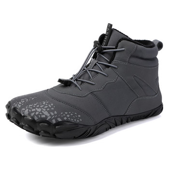 2023 Зимни ботуши Мъжки сняг BareFoot Ежедневни обувки Работни обувки на открито Дамски топли кожени мъжки обувки до глезена Мъжки ботуши за сняг Голям размер
