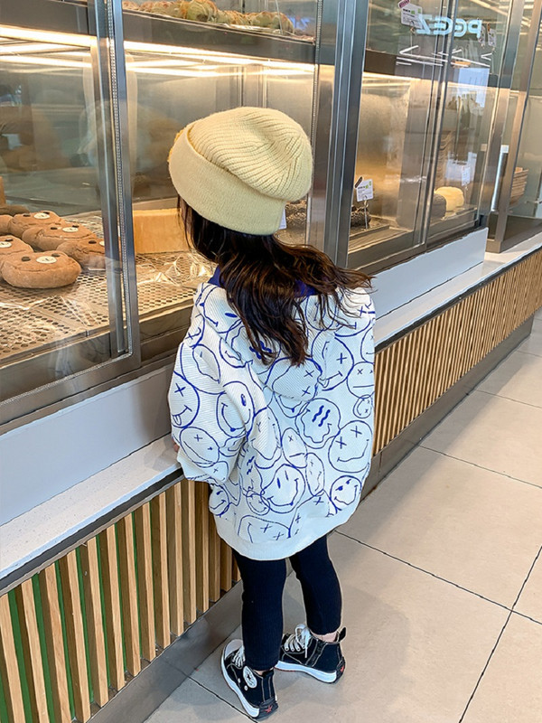 Primavara Toamna Scoala Copii Bumbac Smile Face Hanorac Fete Pulover Jumper Tinuta Copii Hanorac Topuri Trening Student 1-12 Ani