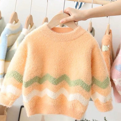 Pulovere tricotate în dungi pentru copii coreeni de iarnă pentru copii pentru copii fete top largi cu mânecă lungă primăvară toamnă topuri noi