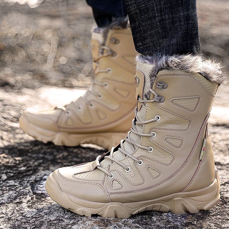 Téli férfi katonai bakancs harci férfi csúszásmentes bokacsizma taktikai nagy méretű meleg szőrme hadsereg hócsizma férfi cipő motoros csizma