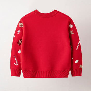 Горещи коледни плетени пуловери Суичъри за момчета Момичета Пуловер с принт Памучни дрехи Есен Зима Детски топли вълнени дрехи Плетива