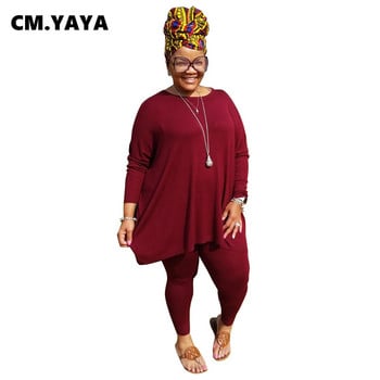 CM.YAYA Streetwear Plus Size L-5XL Sweatsuit Γυναικείο Σετ Tee Top Legging Παντελόνι Σετ Active αθλητική φόρμα δύο τεμαχίων σετ ρούχων γυμναστικής