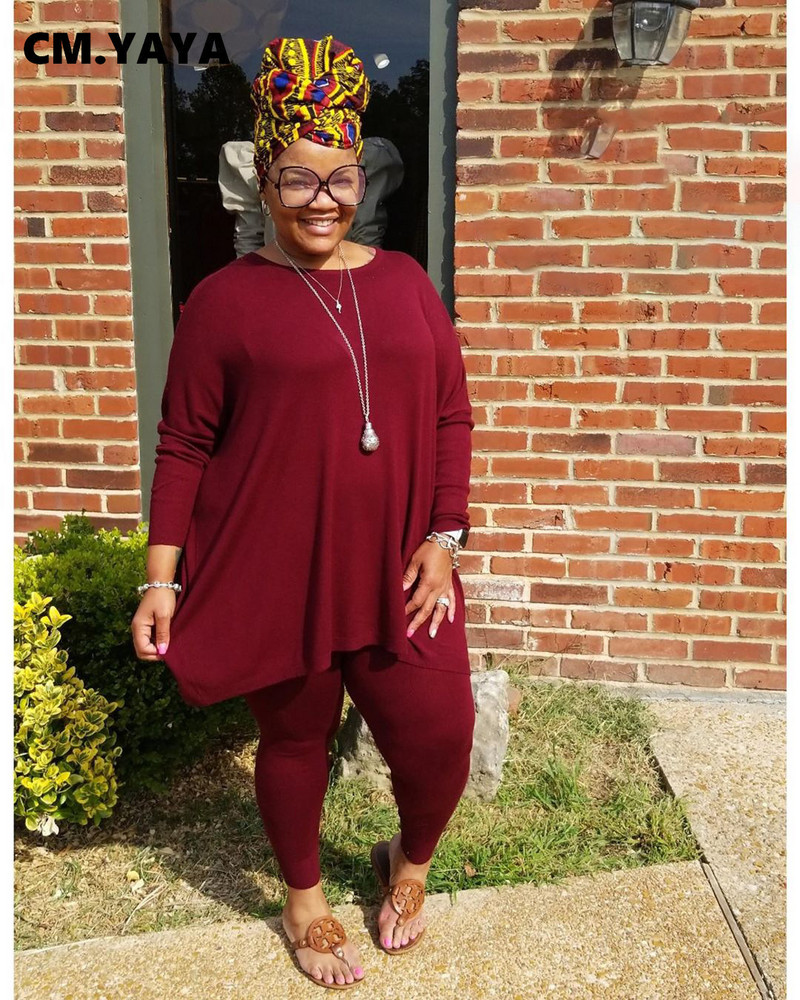 CM.YAYA Streetwear Plus Size L-5XL melegítő ruha női szett póló felső leggings nadrág szett Aktív tréningruha kétrészes fitneszruha szett